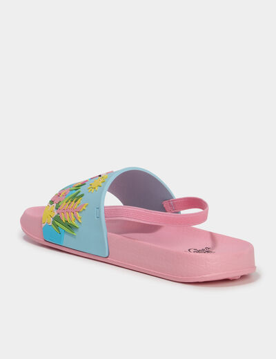 Claquettes avec bride &eacute;lastique au talon multicolore fille