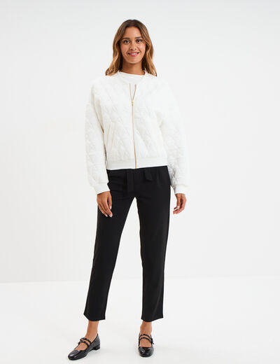 Pantalon city paperbag ceinturé 7/8ème noir femme