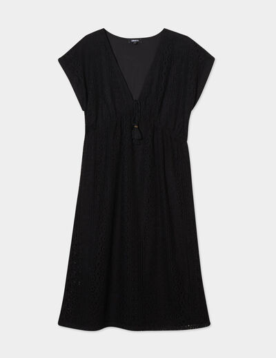 Robe dentelle manches courtes Liberto noir femme