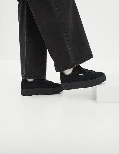 Tennis basses suédine en cuir Puma noir femme