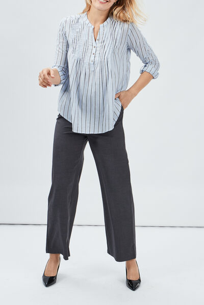 Blouse manches 3/4 bleu ciel femme