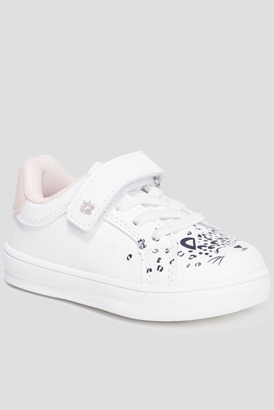 Tennis basses à scratchs blanc bébé fille