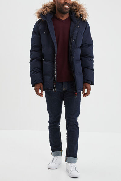 Pull avec col en V prune homme
