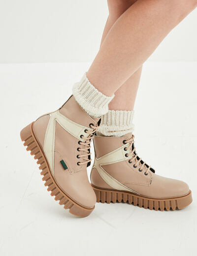 Bottines en cuir Kickers Kickfab sable femme