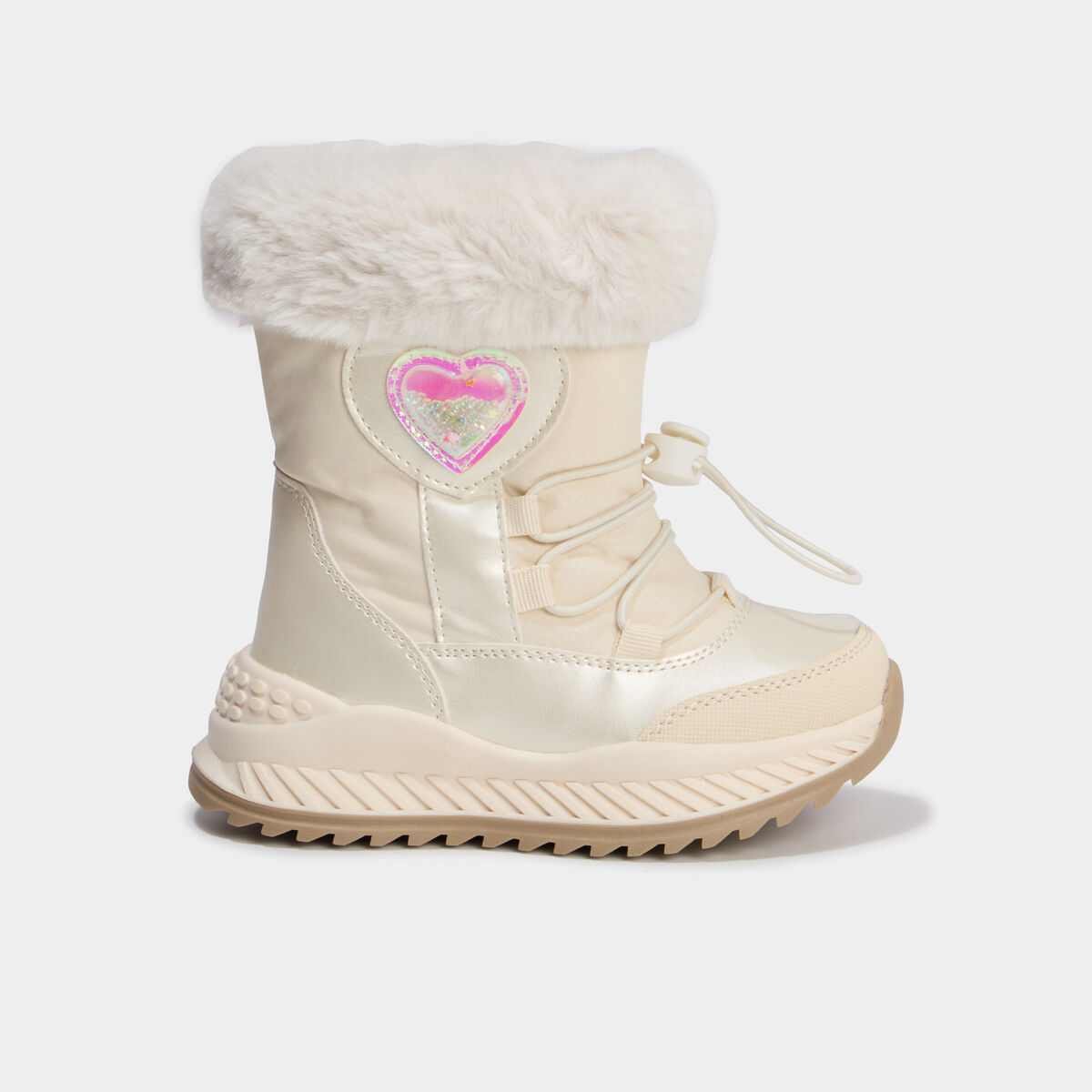 Bottes fourr&eacute;es avec d&eacute;tails perles creme fille