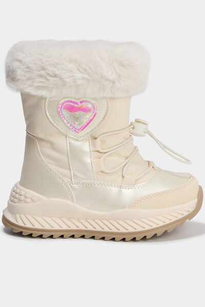 Bottes fourr&eacute;es avec d&eacute;tails perles creme fille