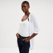 Gilet fin mi long manches 3/4 blanc femme