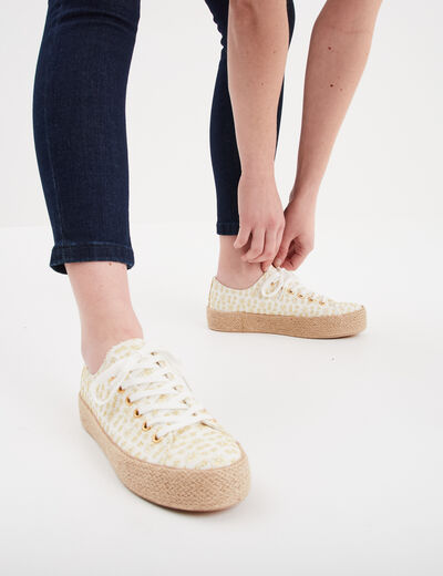 Tennis basses semelles en corde blanc femme
