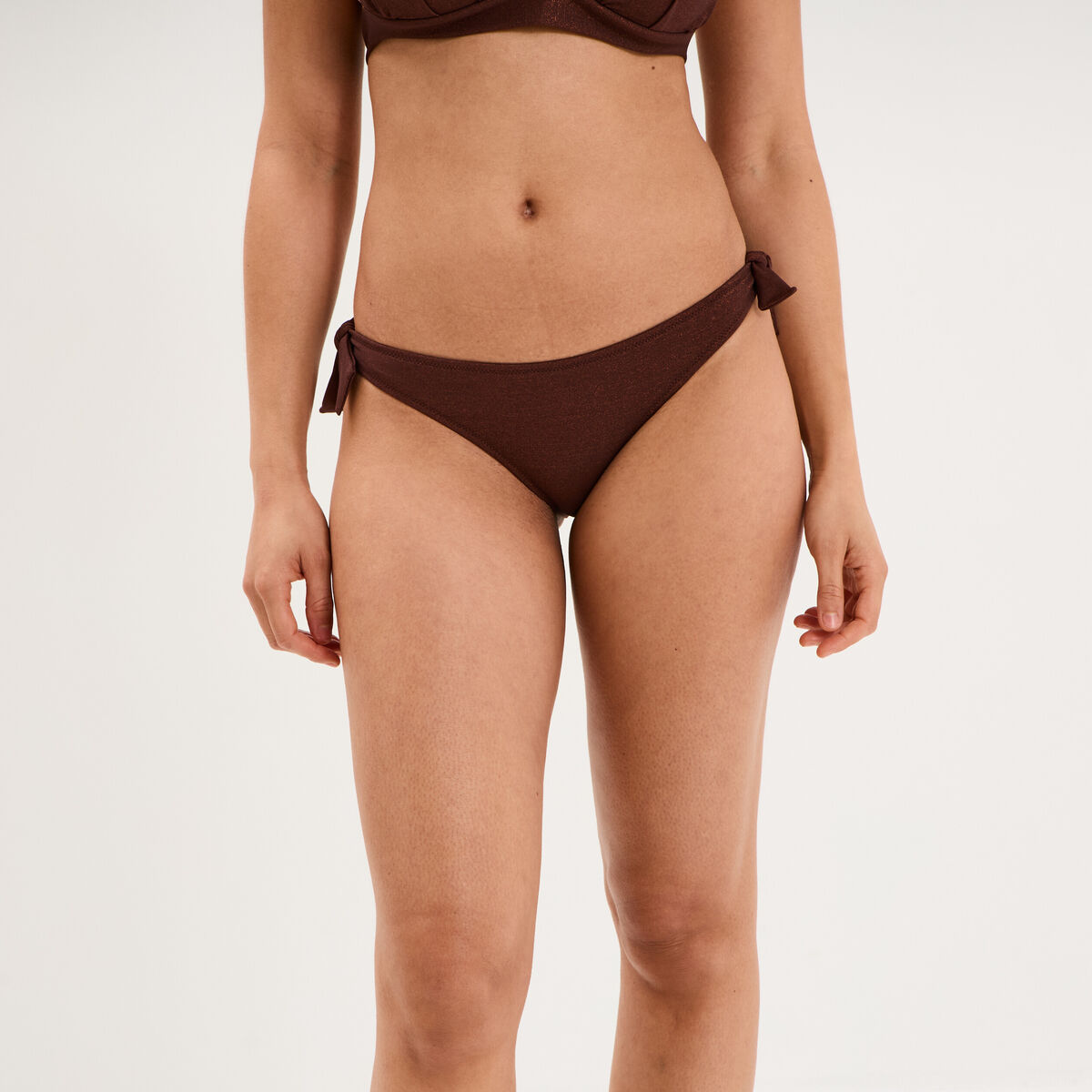 Bas de maillot de bain m&eacute;tallis&eacute; marron femme