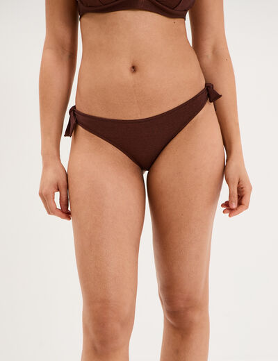 Bas de maillot de bain m&eacute;tallis&eacute; marron femme