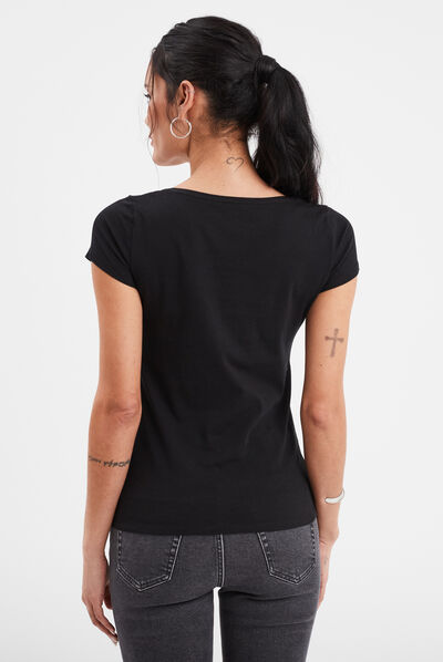 T-shirt manches courtes noir femme