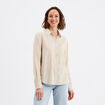 Chemise lin m&eacute;lang&eacute; manches longues beige femme