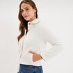 Veste courte boutonn&eacute;e effet bouclette blanc femme