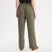 Pantalon fluide taille élastiquée vert kaki femme
