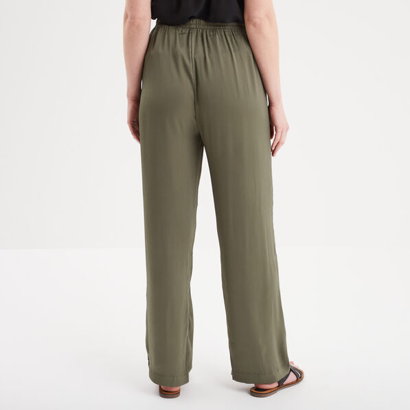 pantalon fluide taille elastiquee vert kaki femme Pantalon fluide taille élastiquée vert kaki femme