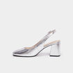 Escarpins slingback m&eacute;tallis&eacute;s gris argent femme