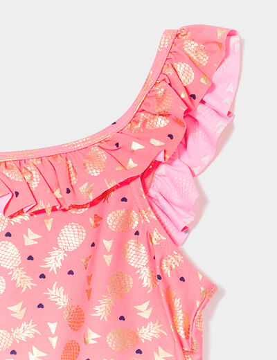 Maillot de bain une pièce orange corail fille