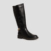 Bottes hautes matelassées avec chaînes noir femme