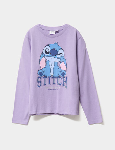 T-shirt manches longues coton Stitch parme fille