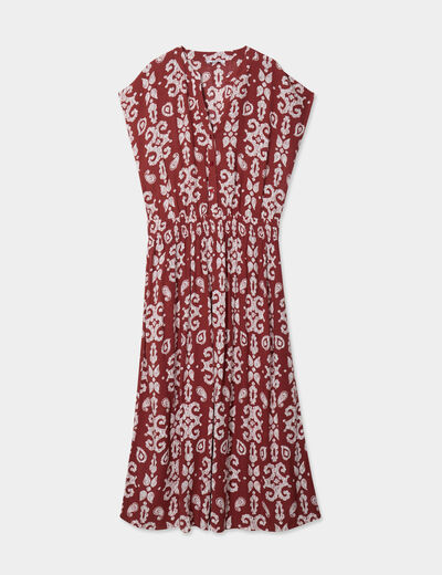 Robe midi col tunisien terracotta femme