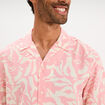 Chemise l&eacute;g&egrave;re textur&eacute;e manches courtes rose homme