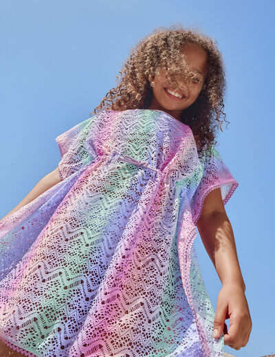 Robe de plage ajour&eacute;e parme fille