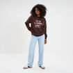 Sweat col rond manches longues marron foncé femme