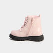 Bottines zipp&eacute;es vernies &agrave; broderie rose b&eacute;b&eacute; fille