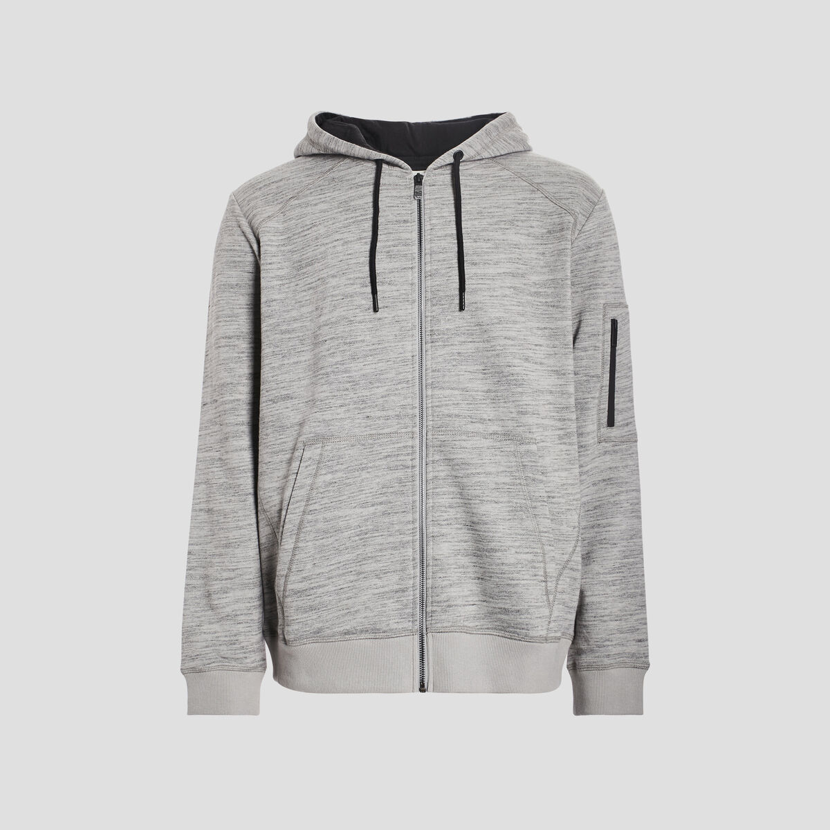 Sweat zipp&eacute; &agrave; capuche en molleton gris clair homme