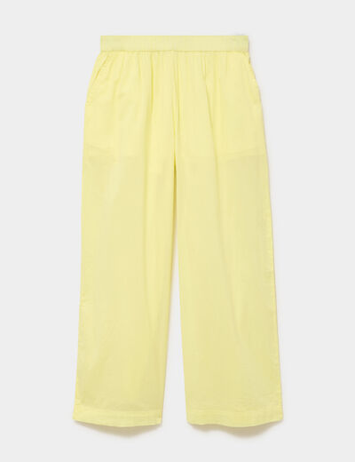 Pantalon de plage voile de coton jaune femme