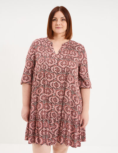Robe fluide boutonn&eacute;e marron chocolat femme grande taille