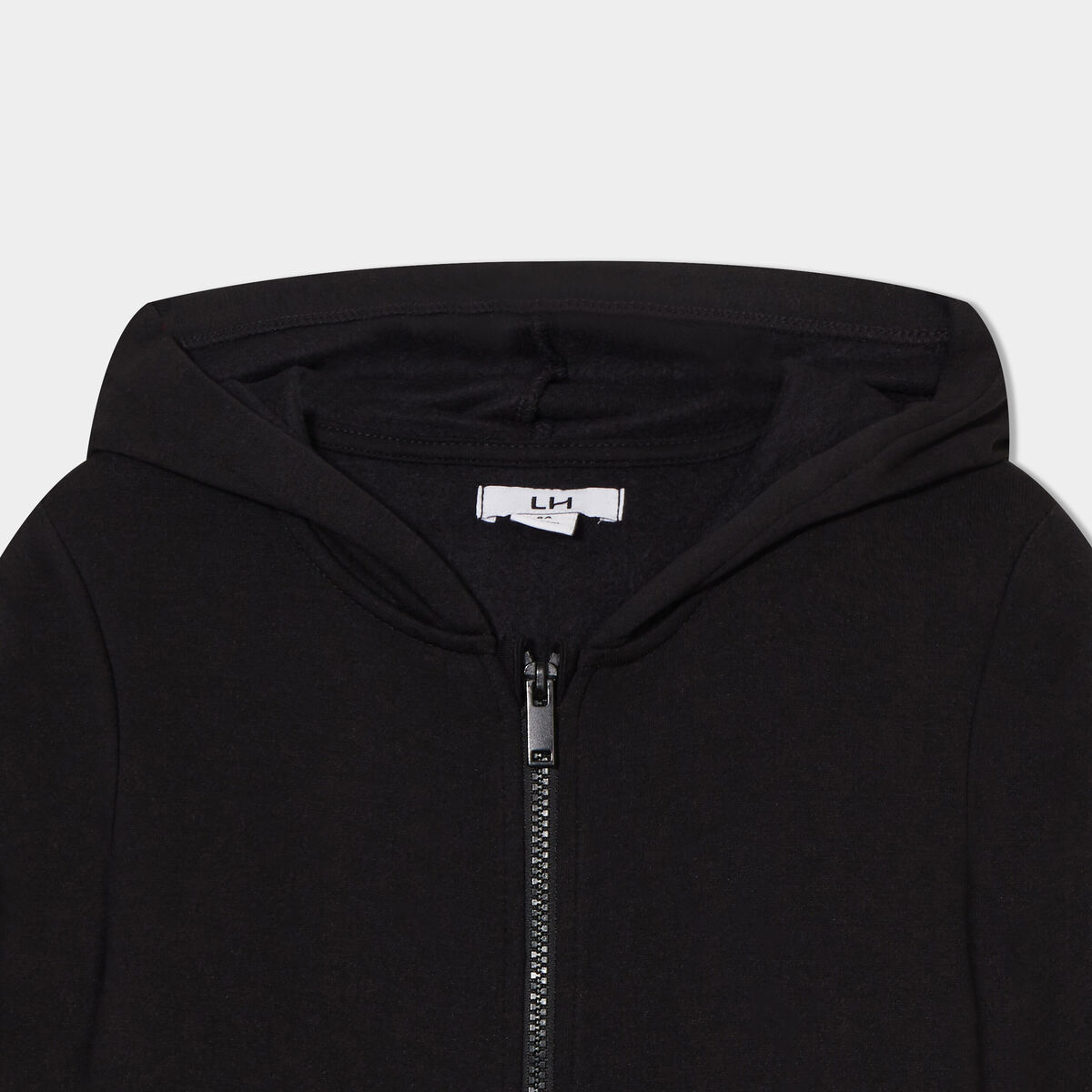 Sweat zipp&eacute; &agrave; capuche molleton noir gar&ccedil;on