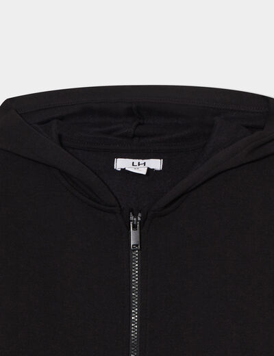 Sweat zipp&eacute; &agrave; capuche molleton noir gar&ccedil;on