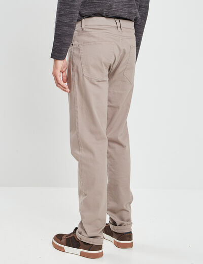 Pantalon droit en coton stretch taupe homme