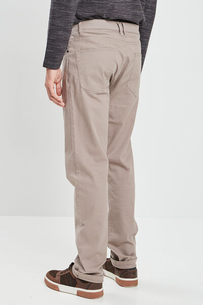 Pantalon droit en coton stretch taupe homme