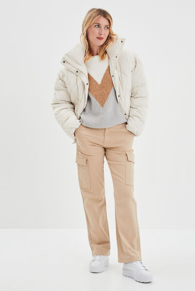 Pull manches longues gris clair femme