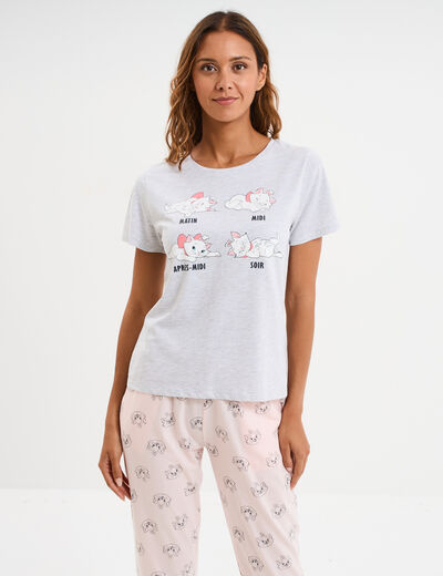 Ensemble pyjama Aristochats Marie gris clair femme