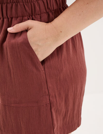 Short avec taille &eacute;lastiqu&eacute;e marron cognac femme grande taille