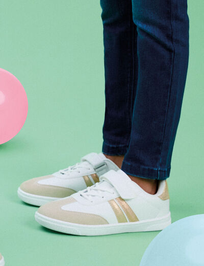 Tennis basses à scratchs blanc fille