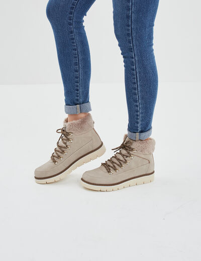 Bottines fourrées à lacets Trappeur taupe femme