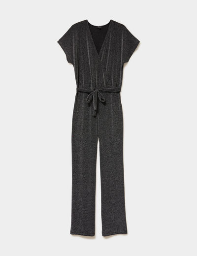 Combinaison pantalon paillettes gris argent femme