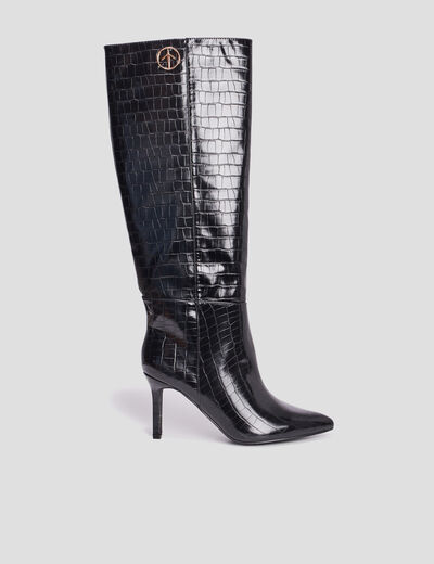 Bottes vernies croco Mosquitos noir femme