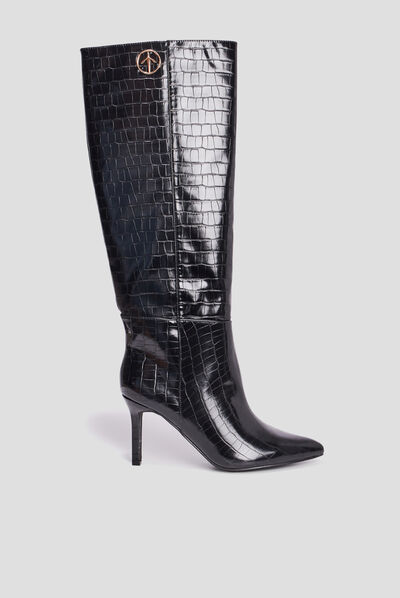 Bottes vernies croco Mosquitos noir femme
