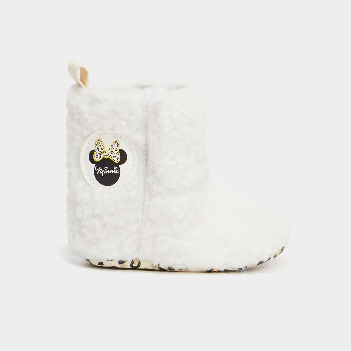 Bottons fausse laine mouton Minnie blanc b&eacute;b&eacute; fille