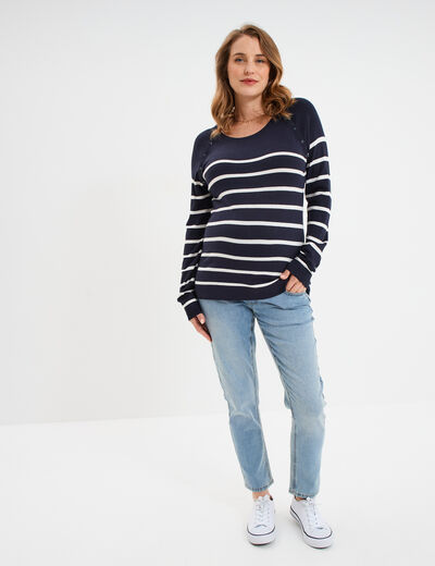 Pull boutonné allaitement blanc femme maternité
