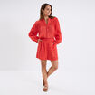 Blouse col tunisien broderie anglaise rouge femme