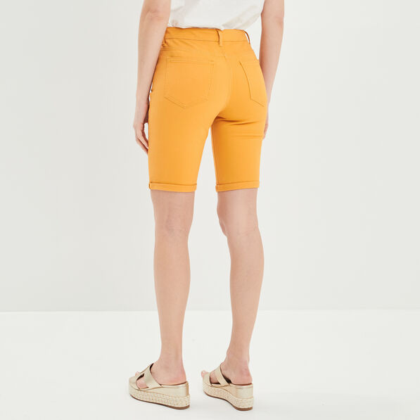 Bermuda slim 5 poches jaune moutarde femme