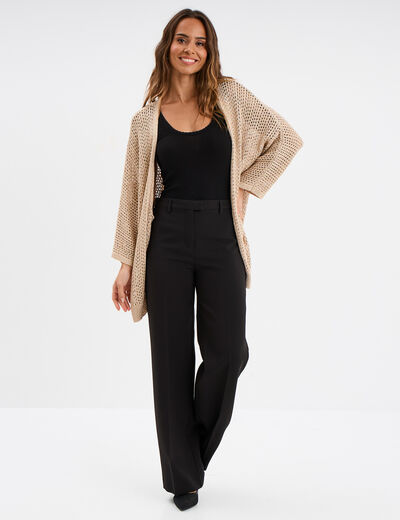 Gilet oversize chauve-souris mi-long jaune or femme