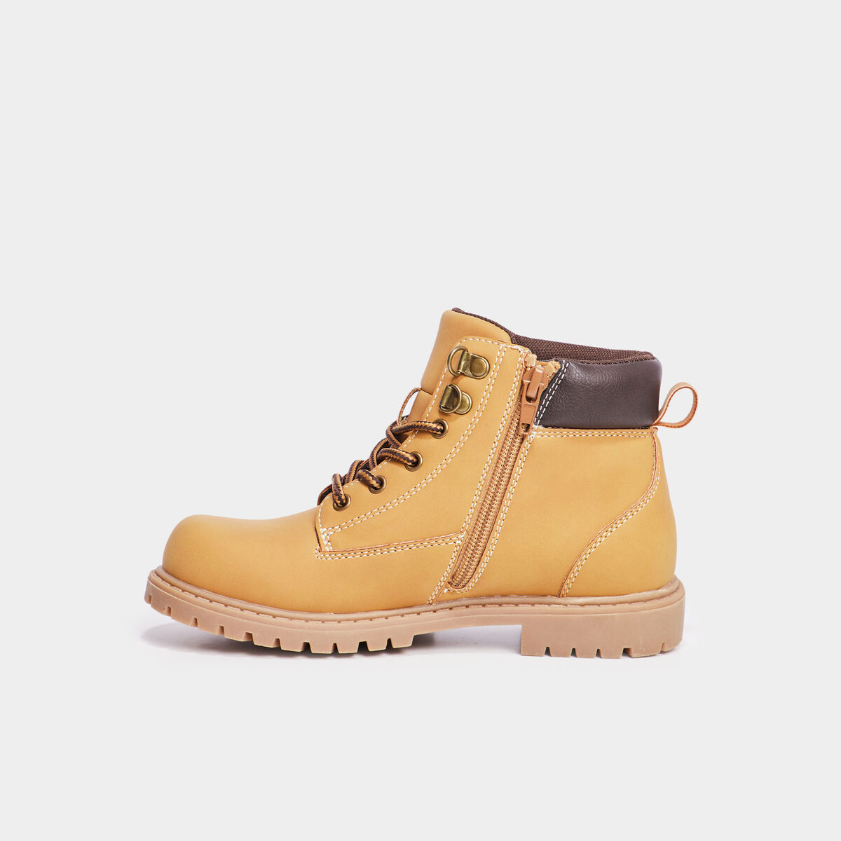 Boots crant&eacute;es zipp&eacute;es Trappeur jaune gar&ccedil;on
