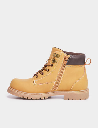 Boots crantées zippées Trappeur jaune garçon